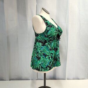 DACI Tankini Swim Top 3XL Tropical Leaf Print No Bottom or Bra Insert Great Cond